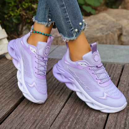 Summer Unisex Running Shoes Women Lightweight Mesh Breathable Comfortable Flat Soft Tennis Shoes Lace-up Sneakers