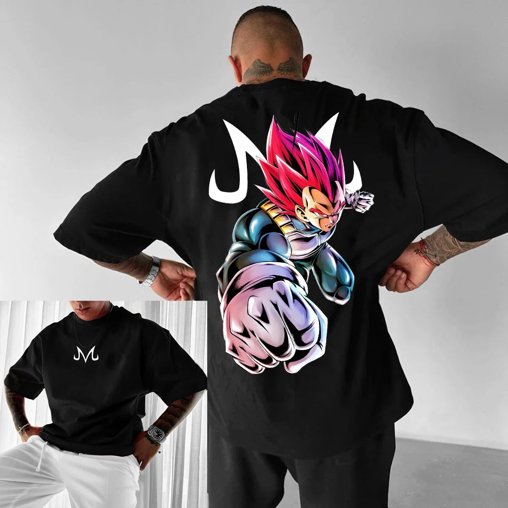 Dragon Ball Z-print T-shirt i bomuld med korte ærmer Son Goku Vegeta til mænd og kvinder Harajuku Y2k Tee vintage sommer-streetwear