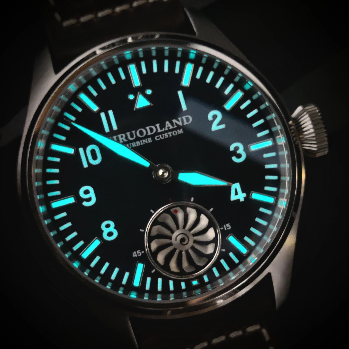Hruodland 2025 Novo Relógio Mecânico para Homem Seagull ST3620 Piloto Retro 43MM BGW-9 Luminoso Cristal de Safira Turbina Relógio de Homem