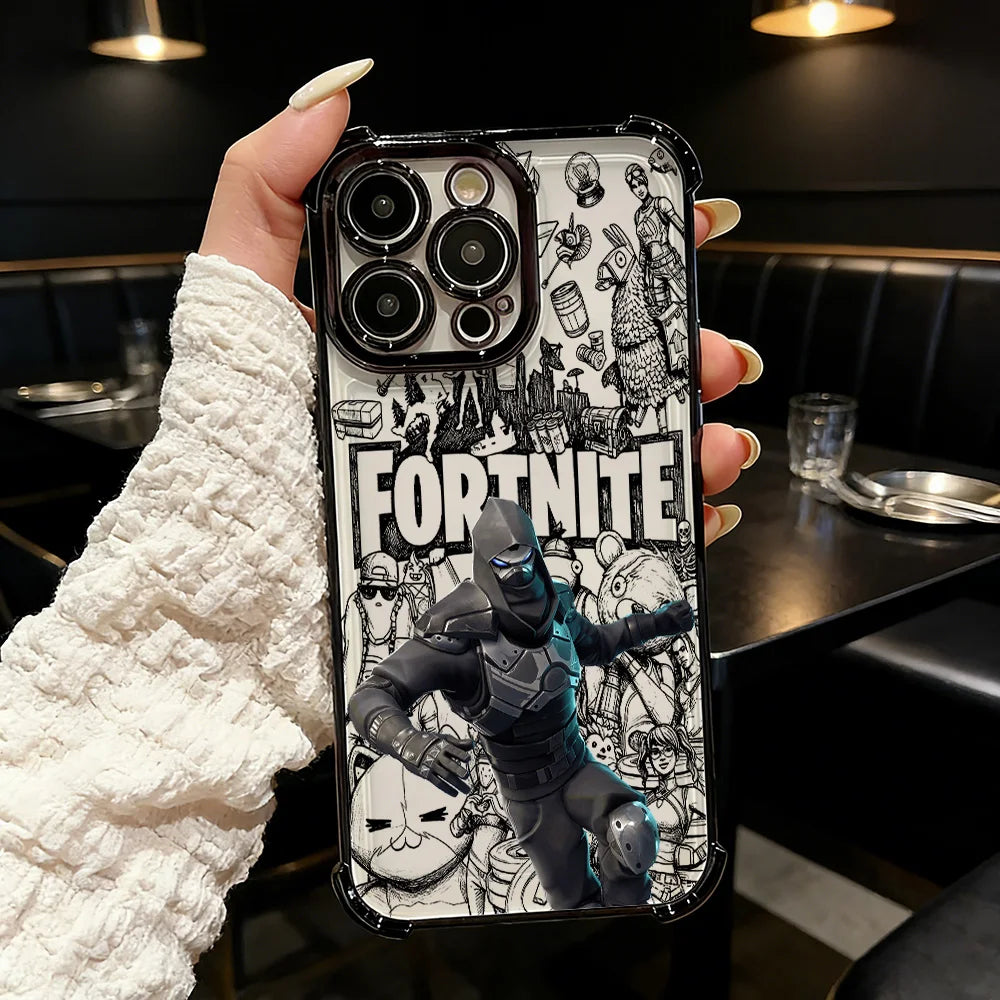 Cover placcata Popular Game FortniteS per Samsung S26 S25 S24 S23 S22 S21 S20 FE Note20 Edge Plus Ultra 4G 5G anti-caduta