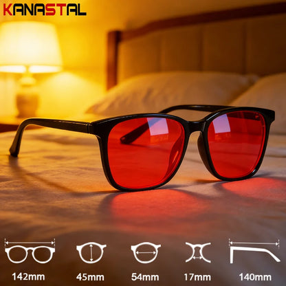 Men Sleep Blue Light Blocking Glasses Women Anti Radiation Computer Eyewear UV500 PC Red Lenses TR90 Square Eyeglasses Frames