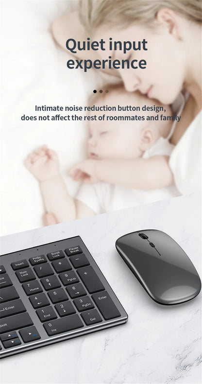 JOMAA Bluetooth & 2.4G USB Keyboard and Mouse Set for Laptop Computer iPad Rechargeable Wireless Keyboard and Mouse Combo Silent