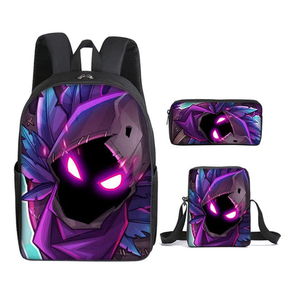 3pcs/set Mochila Fortnite de grande capacidade para estudante, estilo anime e cartoon, estojo, lancheira kawaii, presentes de aniversário