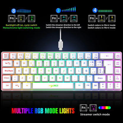 RGB backlit keyboard Russian 69 keys white membrane gaming wired ergonomic Keyboards for compact mini for pc laptop color black