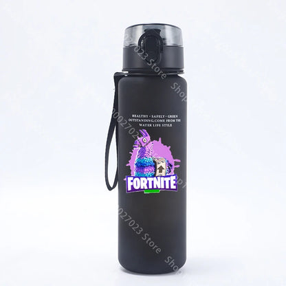 Garrafa de água desportiva Fortnites de 650ML, kawaii, motivacional, à prova de fugas, portátil e reutilizável, para exterior, viagens e ginásio, novo presente giro