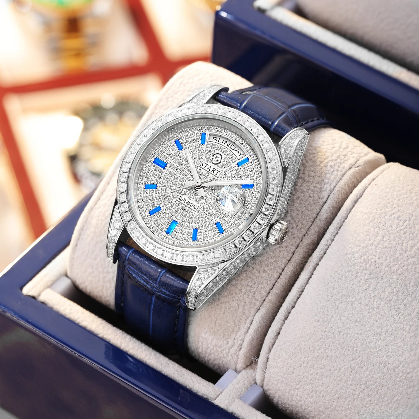 【START】Gypsophila Men's Watch Official Authentic Diamond Watch Waterproof Automatic Mechanical Watch Date Week Function