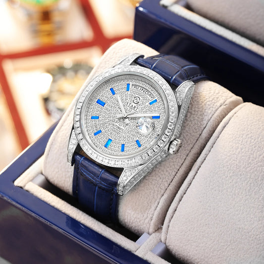 【START】Gypsophila Men's Watch Official Authentic Diamond Watch Waterproof Automatic Mechanical Watch Date Week Function
