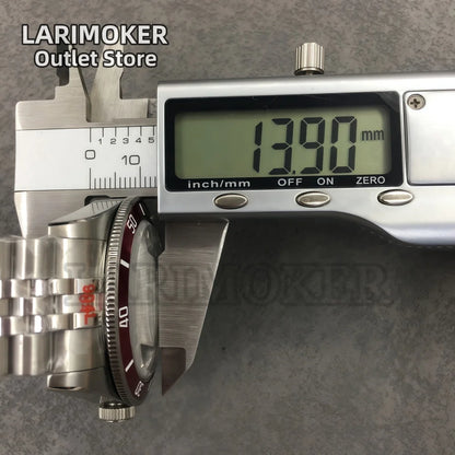 LARIMOKER NH35 39mm Automatic Men's Watch Domed Sapphire Glass 100m Diving Vintage Wine Red Insert Dial Super Luminous Watch