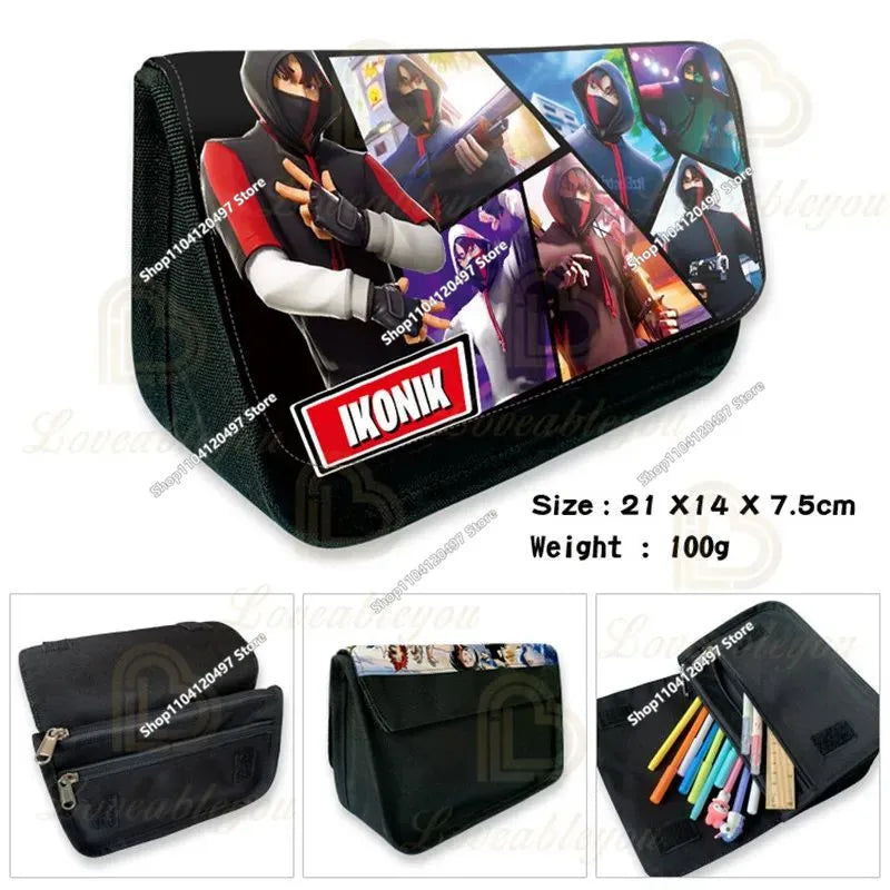 Anime Pencil Bag Kawaii Fortnite Pencil Case Large Capacity Waterproof Handheld Cosplay Pencil Pouch Office Stationary Gift Toy