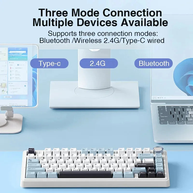 AULA F75 Mechanical Keyboard Wired/2.4G Wireless/Bluetooth RGB PBT 75% Layout OEM Profile Gasket Customized PC Gaming Keyboard