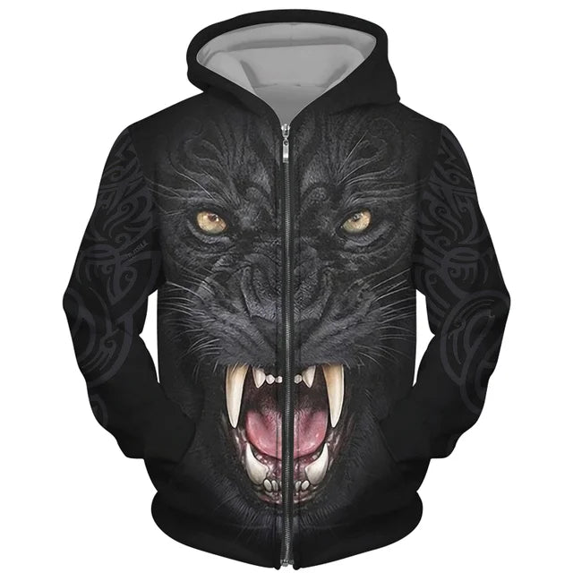 Cool 3D Wolf Printed Zipper Hoodies Fashion Men/Women Streetwear Hooded Jacket Coat Unisex Casual Hip Hop Pullover Sweatshirts