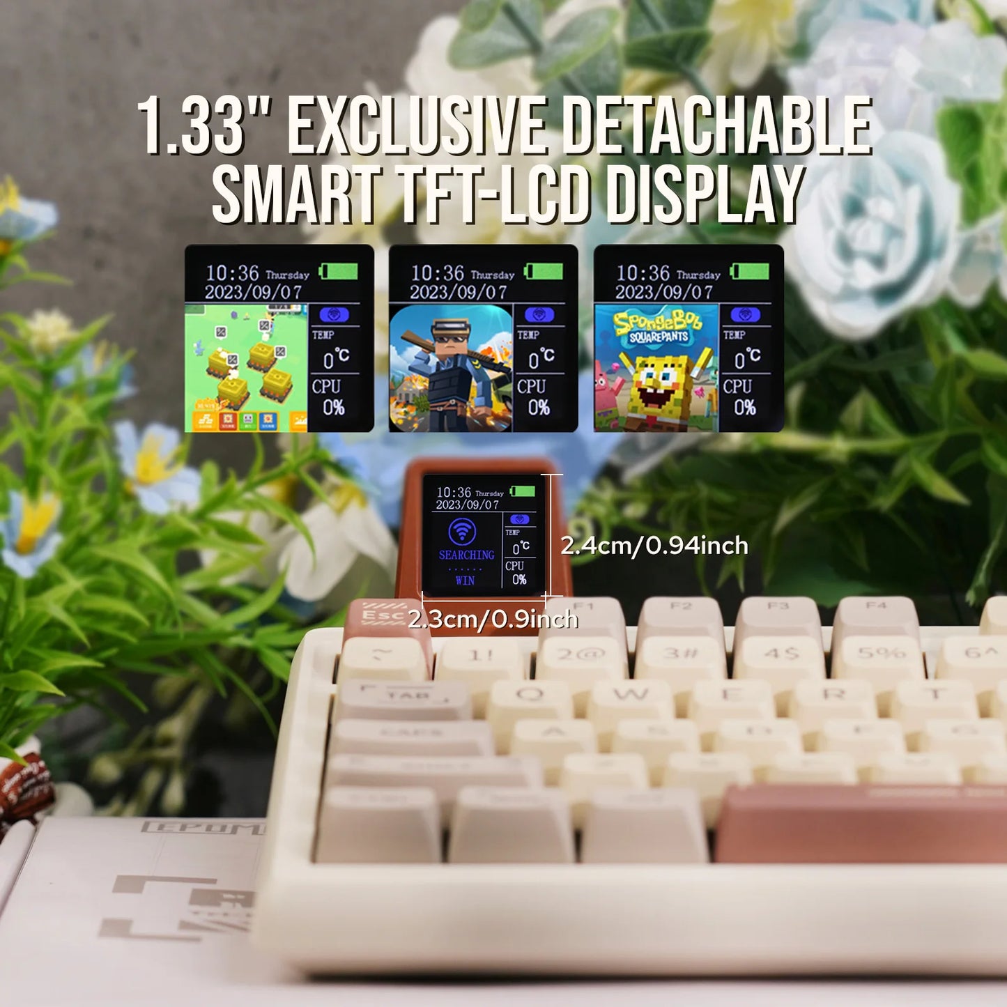 EPOMAKER RT100 95% Gasket-Mounted Wired/Bluetooth/2.4G Wireless Mechanical Keyboard with Multi-media Knob & Mini Display