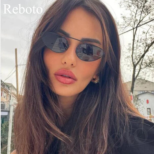 Luxury Brand Cat Eye Sunglasses Women 2025 Fashion Unique Small Oval Sun Glasses Trendy Metal Frame Cool Triangle Eyewear UV400
