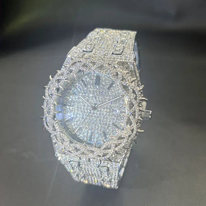 New Luxury Watch For Men Brand MISSFOX Hip Hop Lced Out Diamond Watches Fashion Hollow Out Quartz Clock 2026 Man Dropshipping