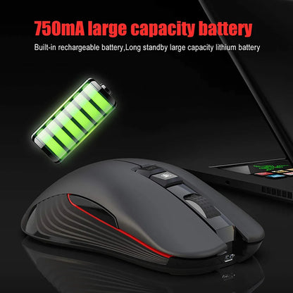 Rato gaming sem fios 2.4G USB-C recarregável 3600DPI, 7 botões, Type-C, silencioso, para MacBook, portátil, PC e computador