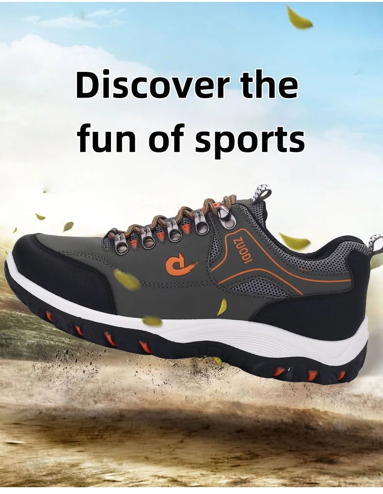 Autumn And Winter Models, Men's Waterproof Hiking Shoes, Outdoor PU Leather Sports Shoes, Wear-Resistant,  Walking, Tactical
