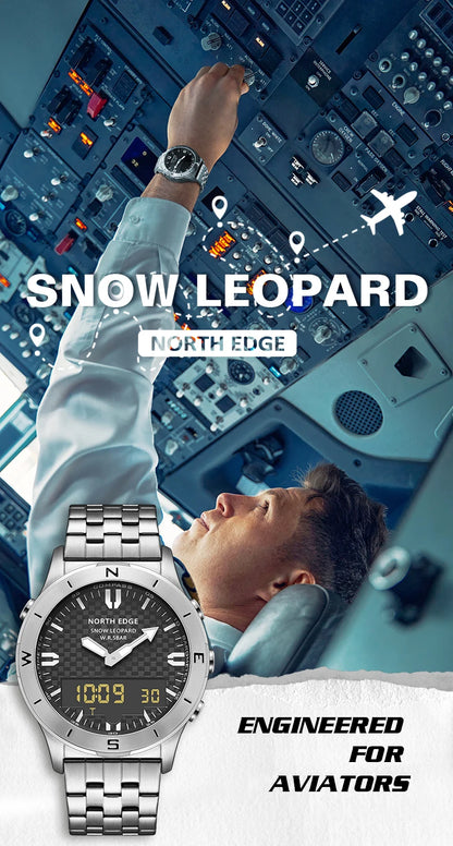 Relógio digital desportivo NORTH EDGE para homem, relógio de luxo empresarial para homem, impermeável 50M, altímetro, barómetro, bússola e mostrador luminoso