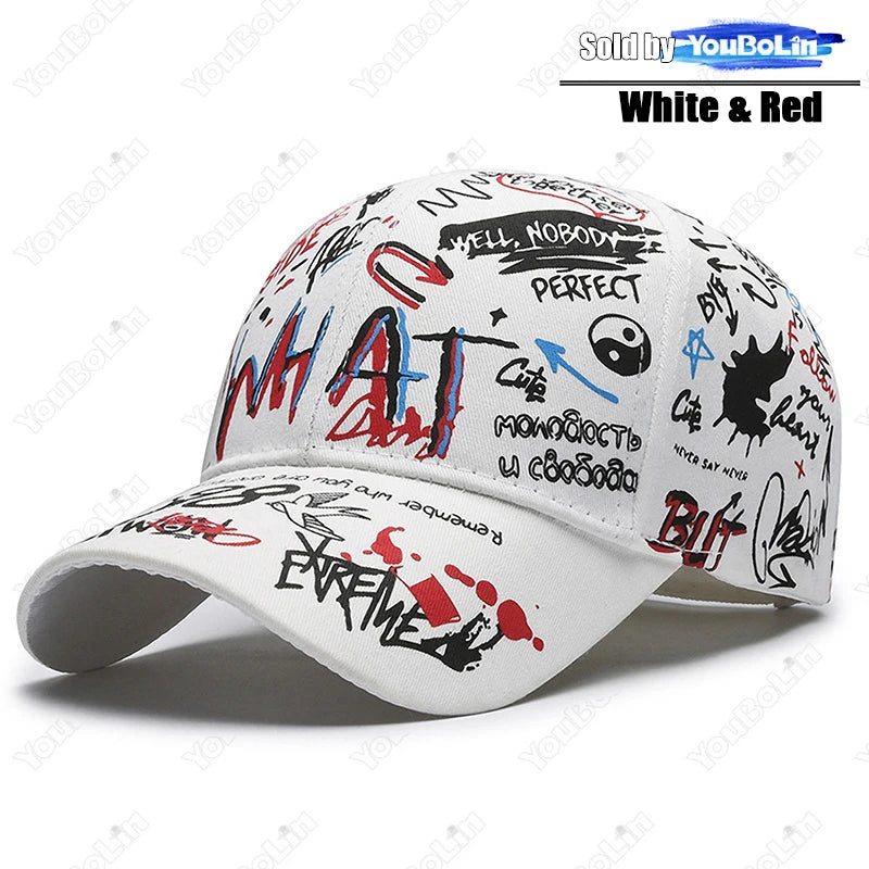 Cappellino da baseball graffiti per uomo e donna – Cappello regolabile in cotone stile street snapback