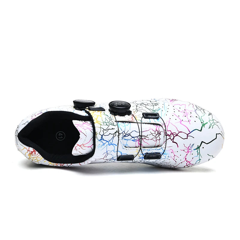 New Women Cycling Sports Shoes Rubber Non-Slip MTB Shoes Men PU Leather Breathable Outdoor Racing Pedal Bicycle Boots Unisex