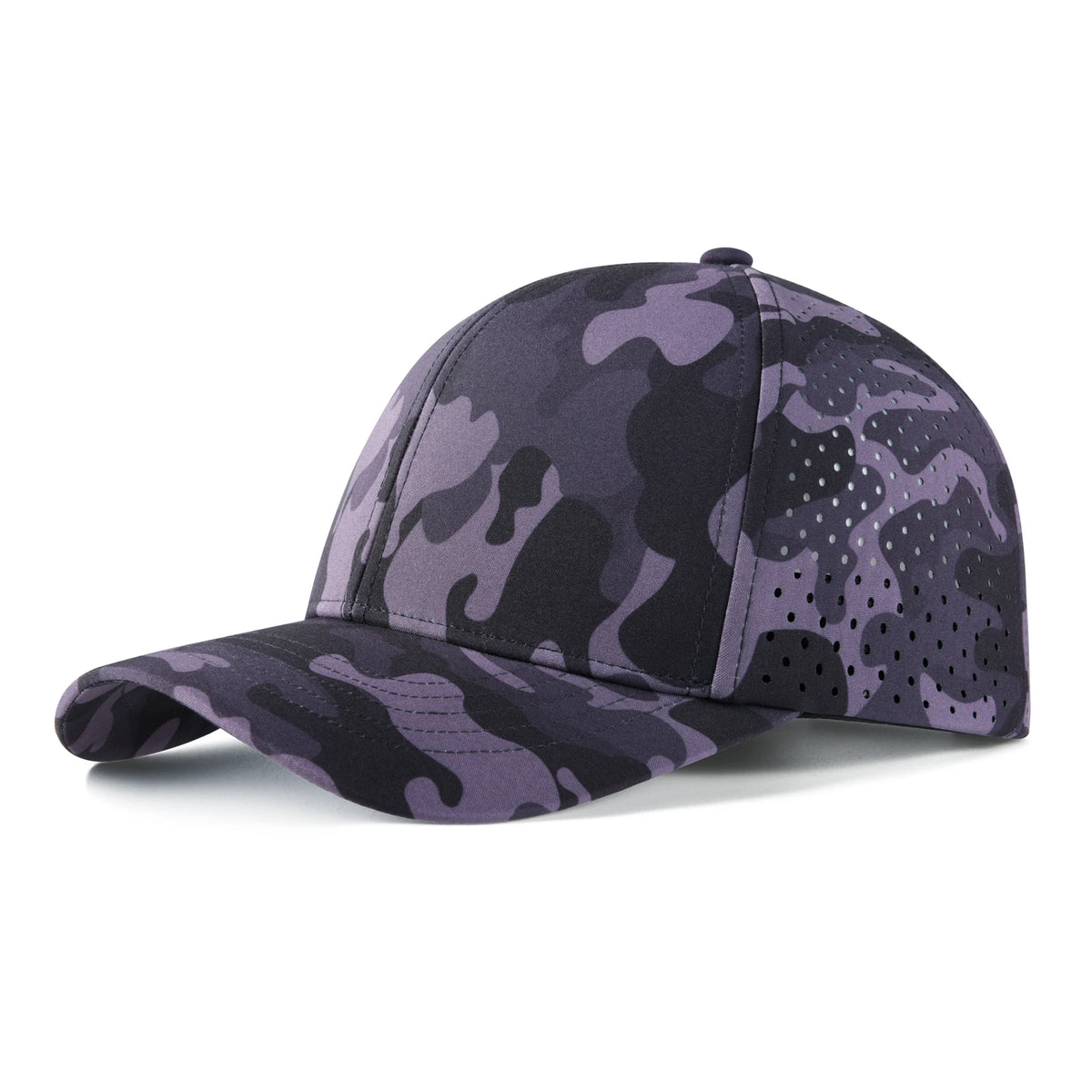 Casquette de baseball pour homme VOBOOM à séchage rapide, en maille découpée au laser, à visière incurvée et fermeture à pression, pour le sport en plein air, la course à pied et les voyages, couleur noire