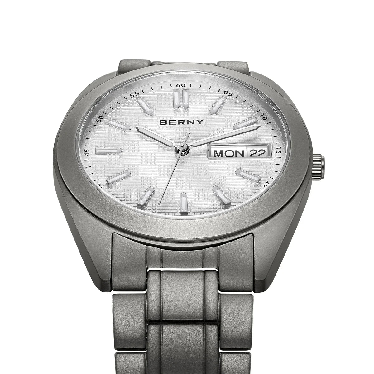 BERNY Full Titanium Men Watch Date Week Quartz Watches Calendar Sapphire Super Luminous 100M Waterproof Lightweight Wristwatch