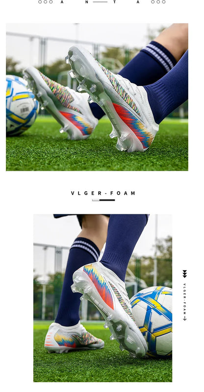 New Men Football Boots Shoes FG Soccer Shoes Non-Slip Cleats Ultralight Soccer Match Long Spikes Outdoor Training Drop Shipping