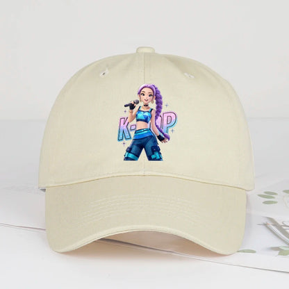 K-POP Purple Hair Idol Cartoon Print Baseball Cap Men Women Y2K Streetwear  Adjustable Dad Hat Sun Hat