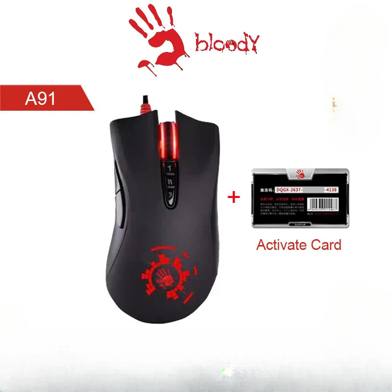 Rato com Fio A4Tech Bloody A91 One-click Instant Macro Io1.1 Macro Drive Optical Engine 8 Macros Programáveis Rato Gaming