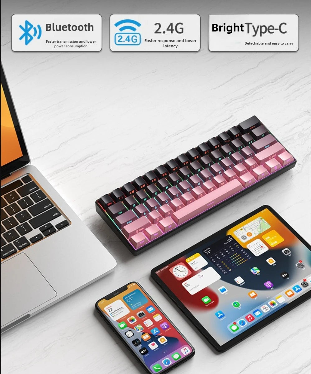 Bluetooth Wireless Mechanical Keyboards RGB Gamer Keyboard for Tablet Mechanical 60% iPad Backlit Mini USB Keyboard
