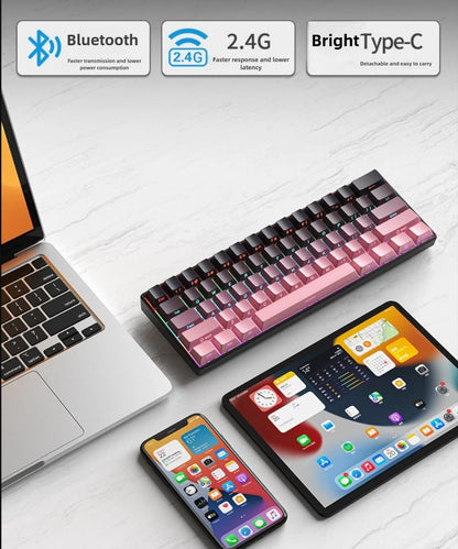 Bluetooth Wireless Mechanical Keyboards RGB Gamer Keyboard for Tablet Mechanical 60% iPad Backlit Mini USB Keyboard