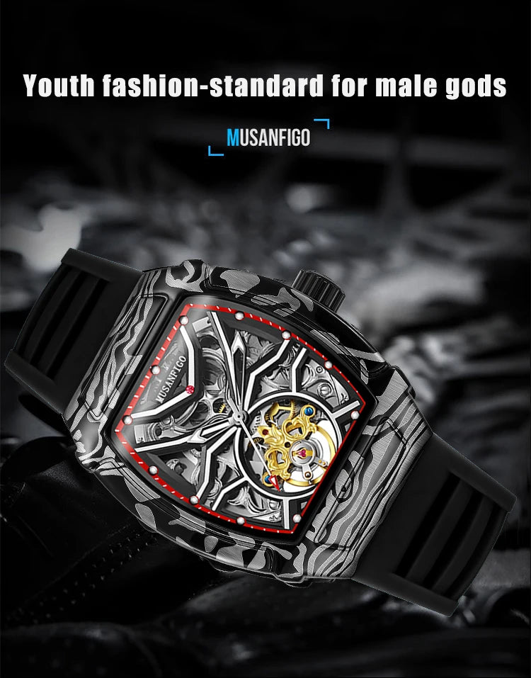 Fully automatic skeleton mechanical watch, fashionable personality, luxury hot men's watch, casual business watch