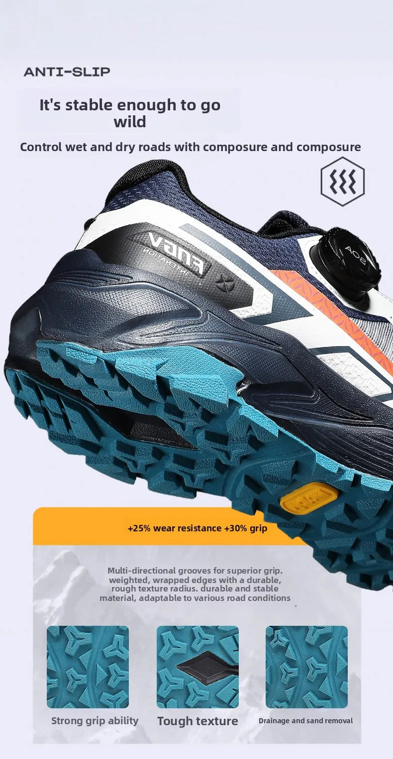 Spring & Summer Men's Running Shoes  Outdoor Hiking,Wear-Resistant Trail Shoes with BOA Closure,Breathable Sports & Casual Style
