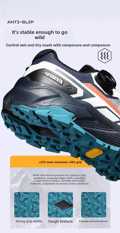 Spring & Summer Men's Running Shoes  Outdoor Hiking,Wear-Resistant Trail Shoes with BOA Closure,Breathable Sports & Casual Style
