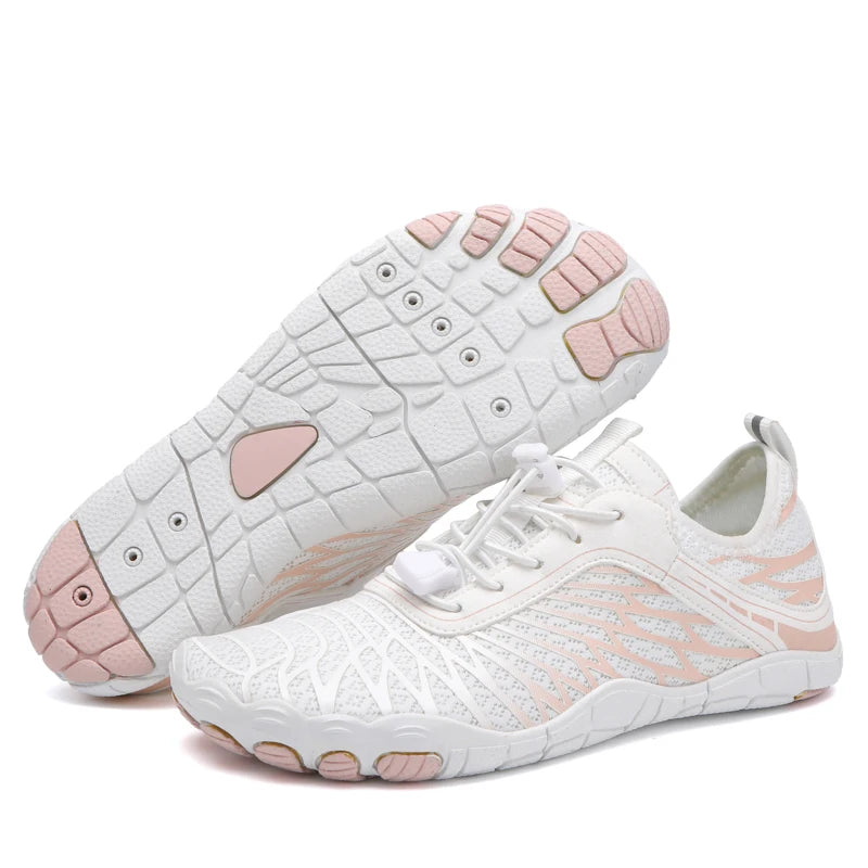 Novos sapatos aquáticos 2025 barefoot para praia e desporto, sapatos de natação antiderrapantes de alta qualidade, sapatos desportivos casuais de cinco dedos unissexo