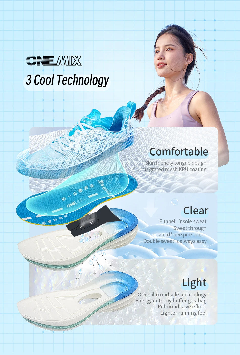ONEMIX Chinese Sports Shoes New Shock-absorbent Men Running Shoes Non-slip Breathable Lightweight Outdoor Women Sneaker