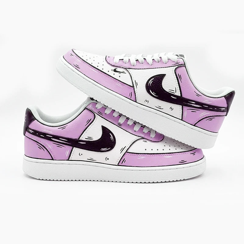 Custom Sneakers Custom Sneakers NIKE COURT VISION  Messy Line Design Couple Matching Shoes Unisex Low-Top Skate  retro shoes