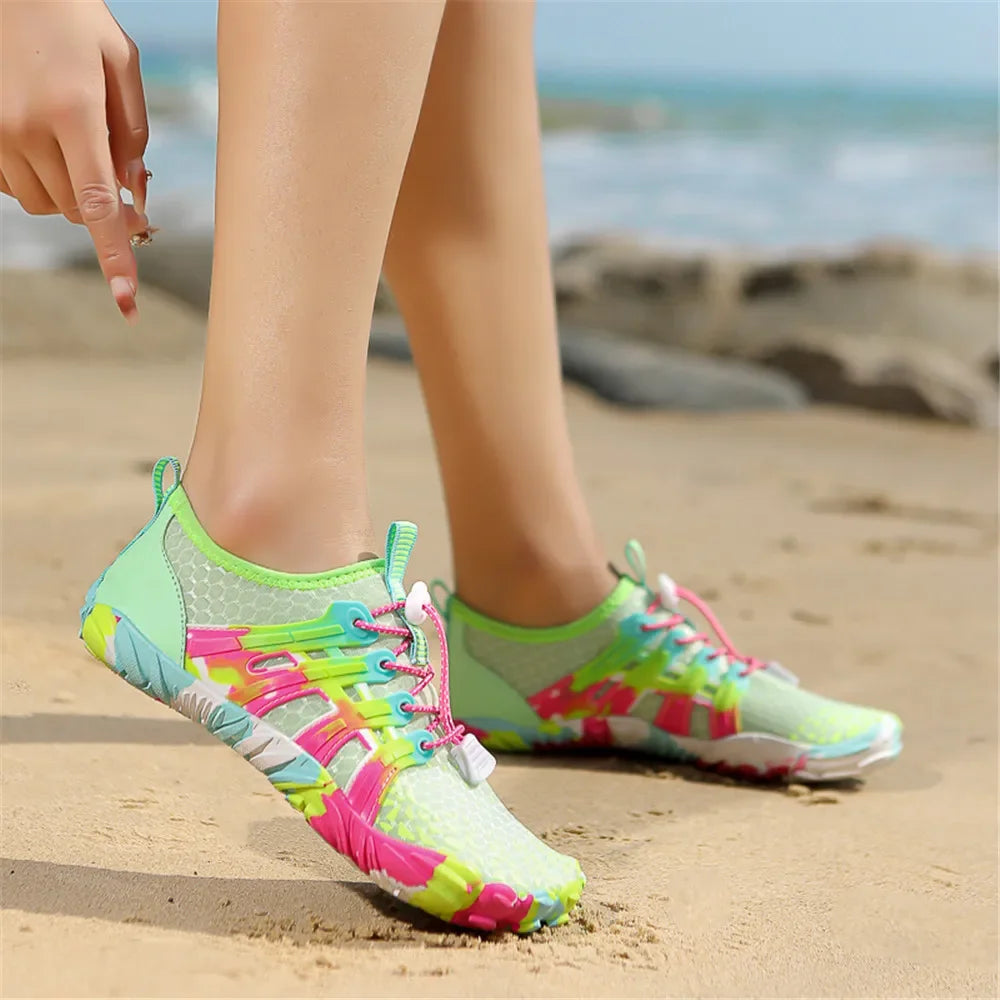 Men Women Water shoes Upstream Wading Swimming Barefoot Five Fingers Aqua Shoes Colorful Beach Seaside Light Unisex Sneakers New