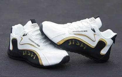 Ténis masculinos em couro PU, impermeáveis, desportivos e casuais; sapatos leves, respiráveis, planos e antiderrapantes; Zapatillas Hombre