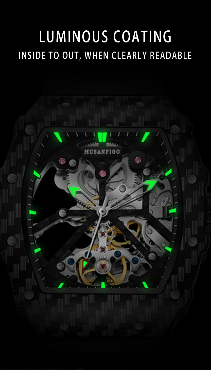 Fully automatic skeleton mechanical watch, fashionable personality, luxury hot men's watch, casual business watch