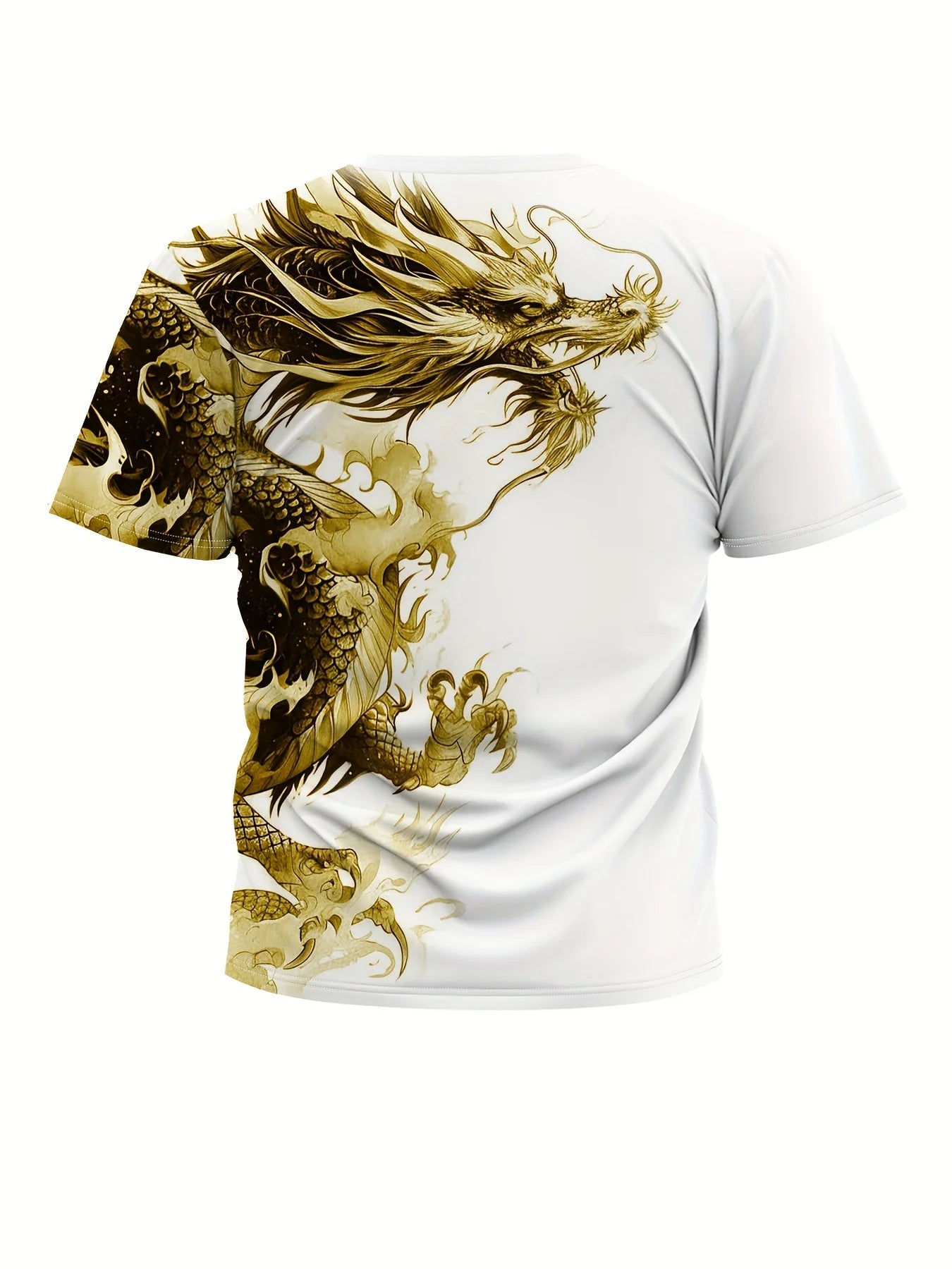 T-shirt til mænd med drageprint, afslappet åndbart stof, grafisk tee i street style, udendørs mode, kortærmet skjorte, herre-T-shirts