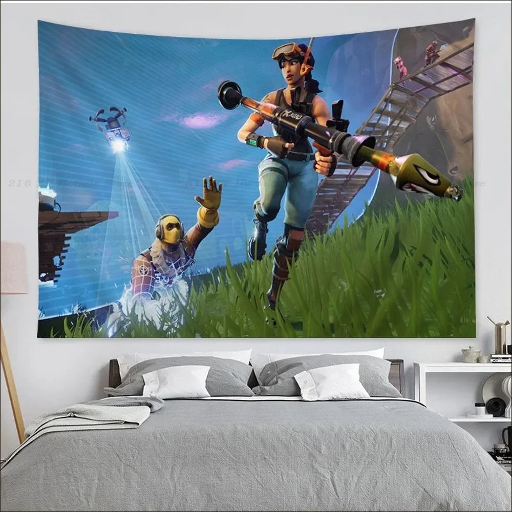 Cartoon Battle Royales F-Fortnites Tapestry Tapestry Art Printing Indian Buddha Wall Decoration Witchcraft Bohemian Home Decor