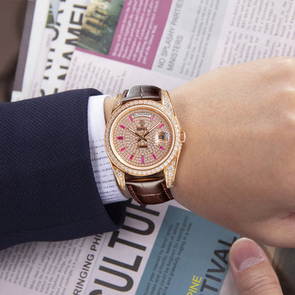 【START】Gypsophila Men's Watch Official Authentic Diamond Watch Waterproof Automatic Mechanical Watch Date Week Function