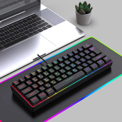 Gaming Keyboard, Russian/English RGB Backlit 61 Key Ultra-Compact Keyboard, Waterproof Mechanical Feeling Office Gaming Keyboards