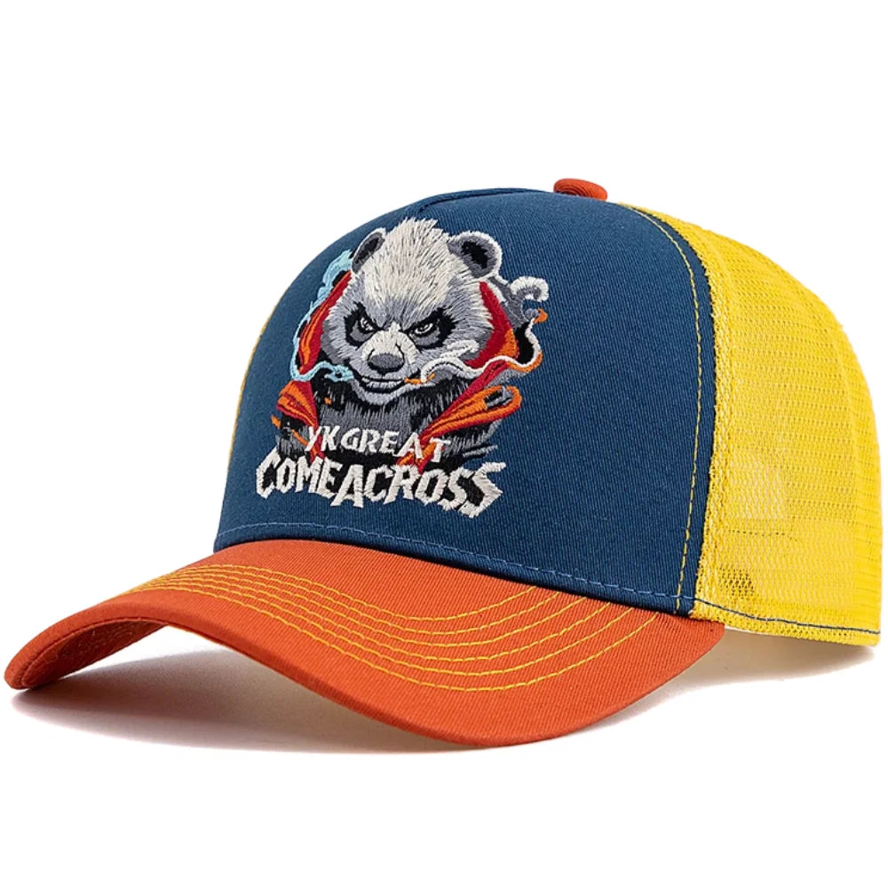 New Style Unisex Cool Panda Embroidered Baseball Cap Chic Trucker Hats For Men Women Breathable Streetwear Summer Outdoor Hat