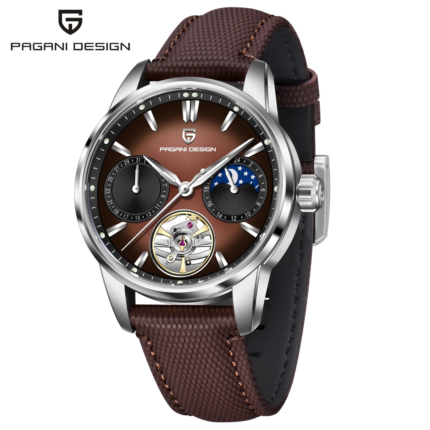 PAGANI DESIGN 2026 Men Mechanical Watch E3255Y 41mm Sapphire Crystal Stainless Steel Calendar Waterproof Reloj Hombre