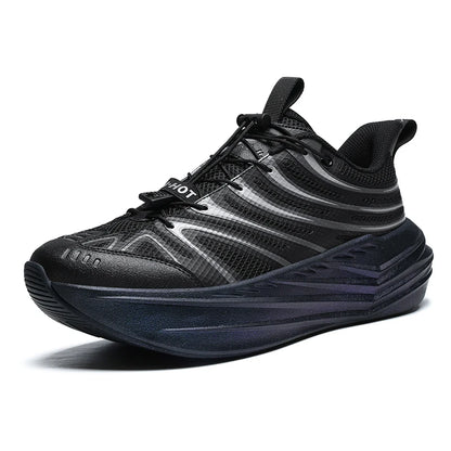 Men's High Platform Running Shoes | Breathable Mesh Athletic Sneakers | Rotating Buckle Quick Wear Casual Walking Shoes