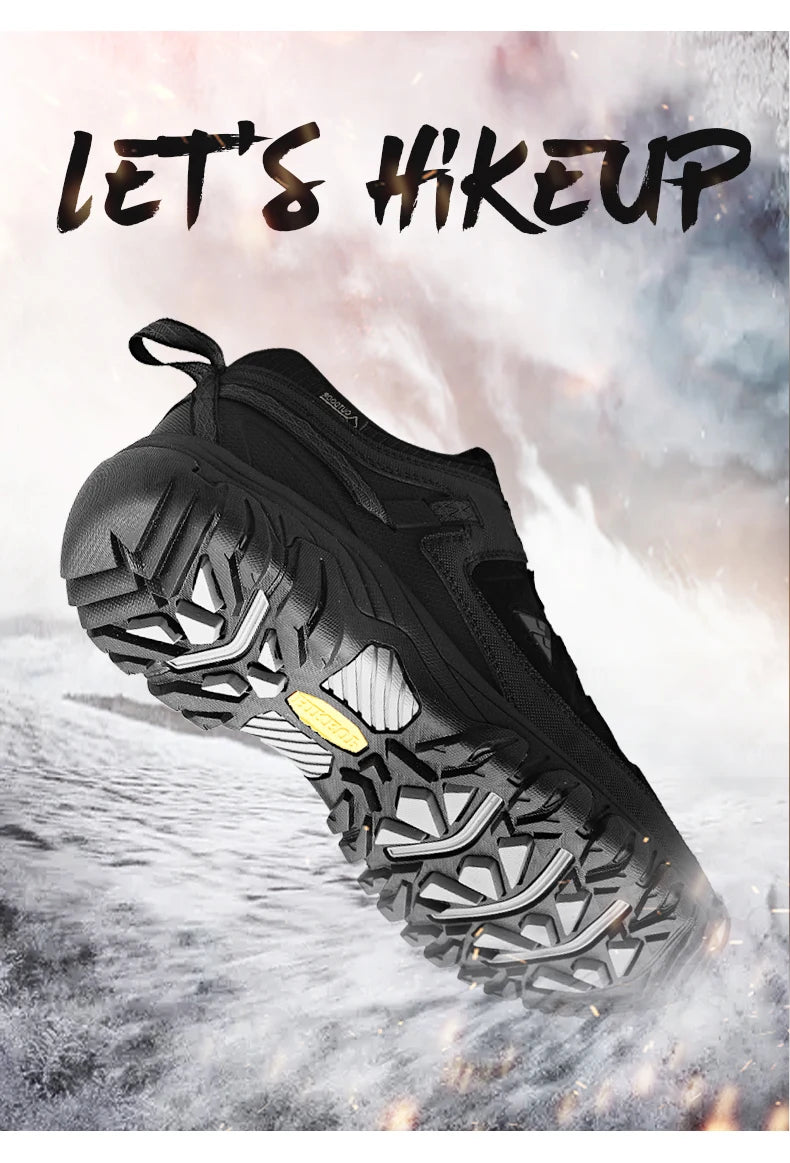 HIKEUP New High Quality Men Hiking Shoes Durable Leather Climbing Shoes Outdoor Walking Sneakers Rubber Sole Factory Outlet