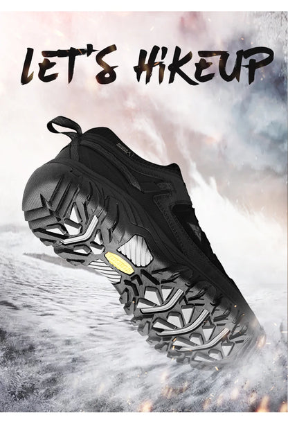 HIKEUP New High Quality Men Hiking Shoes Durable Leather Climbing Shoes Outdoor Walking Sneakers Rubber Sole Factory Outlet