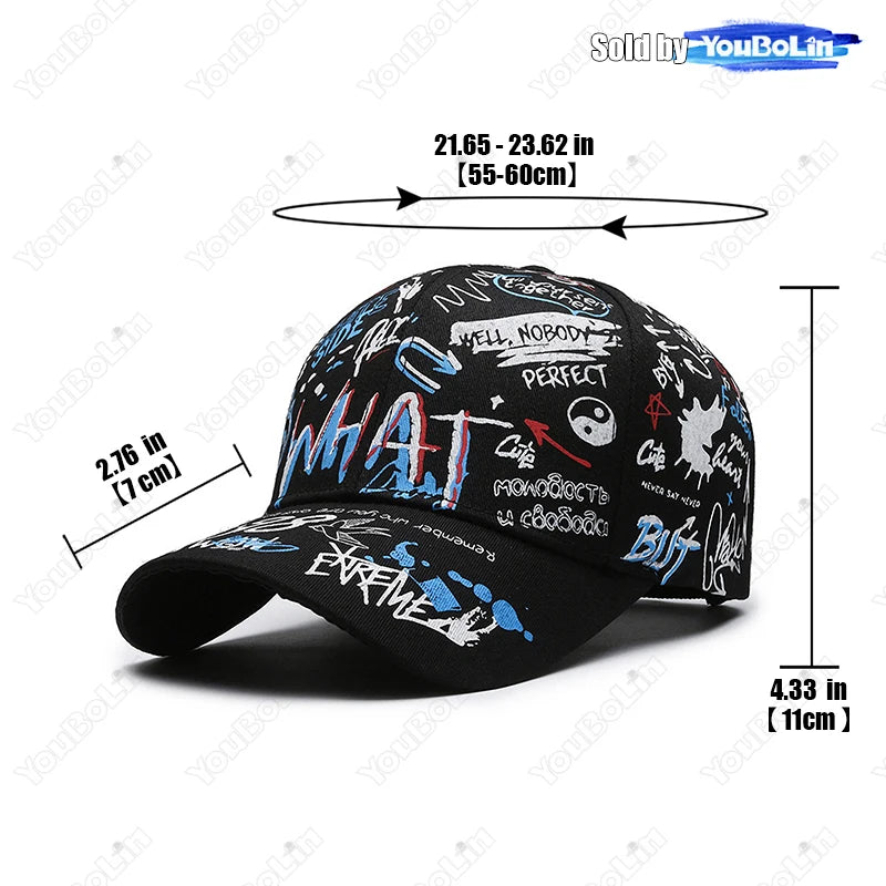 Cappellino da baseball graffiti per uomo e donna – Cappello regolabile in cotone stile street snapback