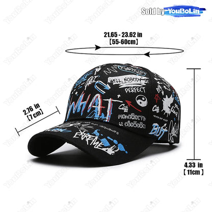 Cappellino da baseball graffiti per uomo e donna – Cappello regolabile in cotone stile street snapback